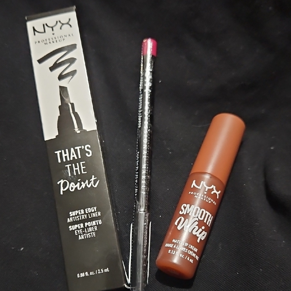 NYX That's The Point Eyeliner and Smooth Whip Lip Cream - Black and Brown